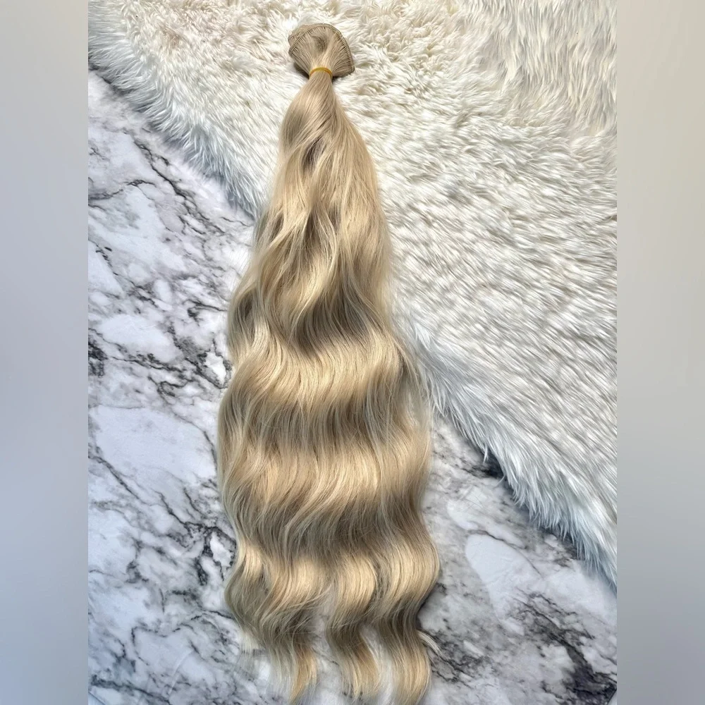 Human hair blend #613 Light blonde Clip in Hair Extensions for Women